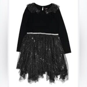 NWT Girl’s sparkle black tutu dress size Large Halloween Wednesday Goth Party